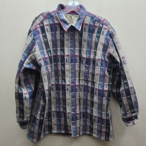 VTG Cold Storage Flannel Button Down Outdoor Alaska Shirt Shacket Multicolor XL